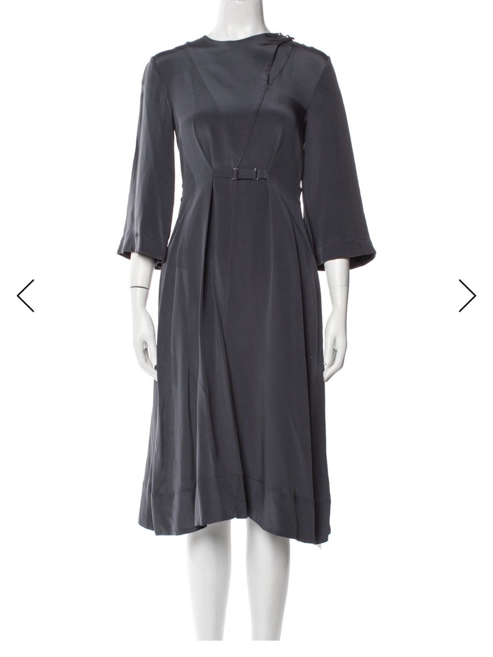 Tibi Slate Gray Midi Dress with Subtle Belt